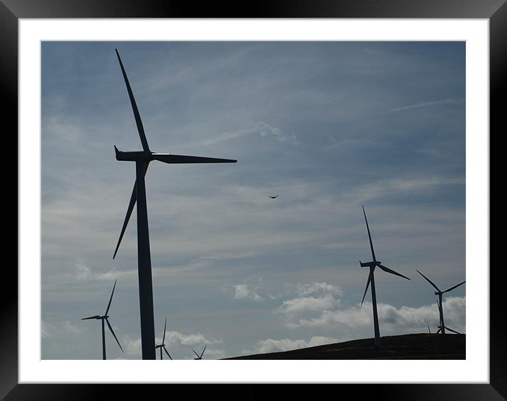 Turbines and Kestrel Framed Mounted Print by Dave Menzies
