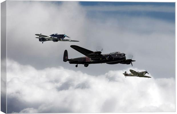 Lancaster Spitfire and Hurricane Canvas Print by J Biggadike