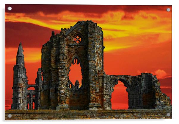 Whitby Abbey `Glows` Acrylic by Rob Lester