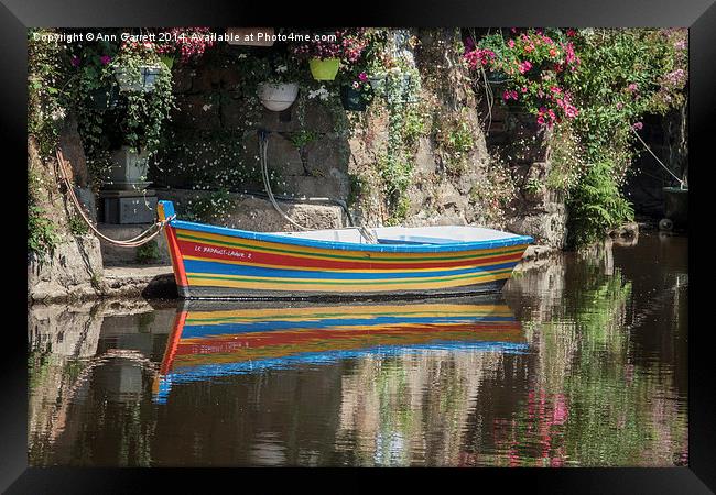 Boat on the River Trieux in Pontrieux France Framed Print by Ann Garrett