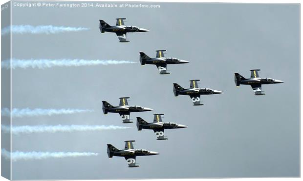 Breitling Display Team Over The Skies Of The UK Canvas Print by Peter Farrington