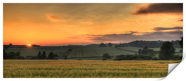 Sunset over the fields Print by James Battersby