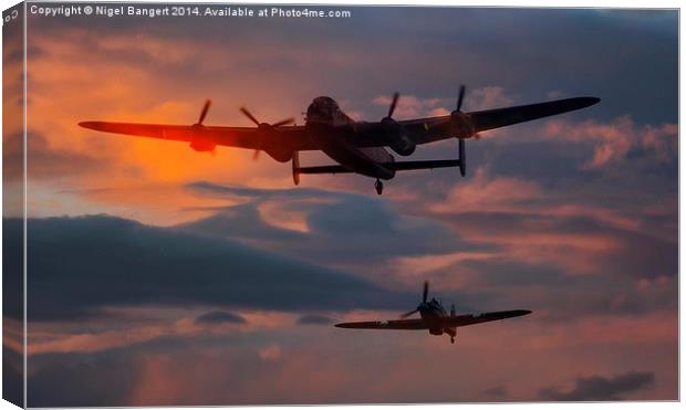 Lancaster and Hurricane of the BBMF Canvas Print by Nigel Bangert