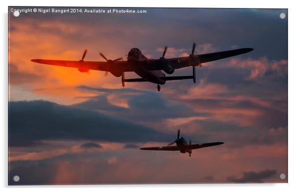 Lancaster and Hurricane of the BBMF Acrylic by Nigel Bangert