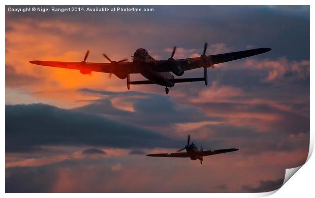 Lancaster and Hurricane of the BBMF Print by Nigel Bangert