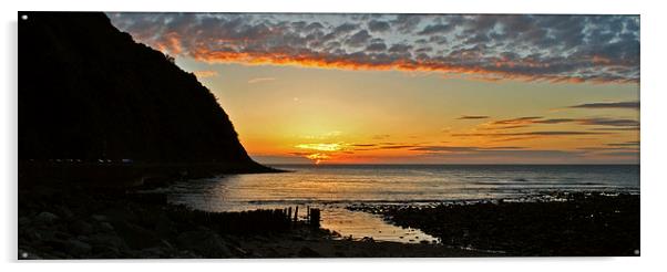 Panoramic Lynmouth Bay Sunset  Acrylic by graham young