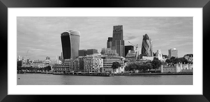 The City of London skyline bw  Framed Mounted Print by David French