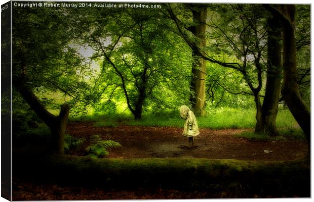  Girl crying in woods Canvas Print by Robert Murray