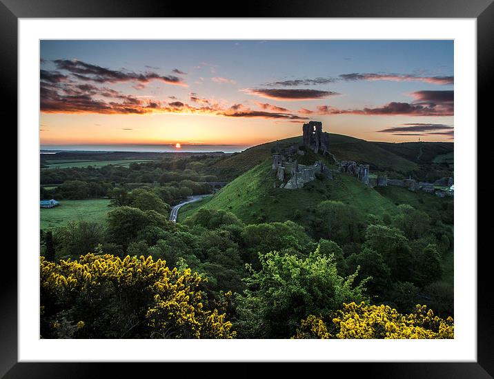  Corfe Castle Sunrise Framed Mounted Print by John Cropper