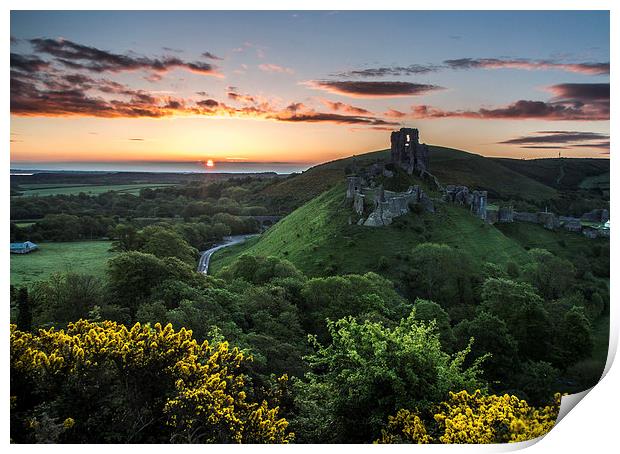  Corfe Castle Sunrise Print by John Cropper