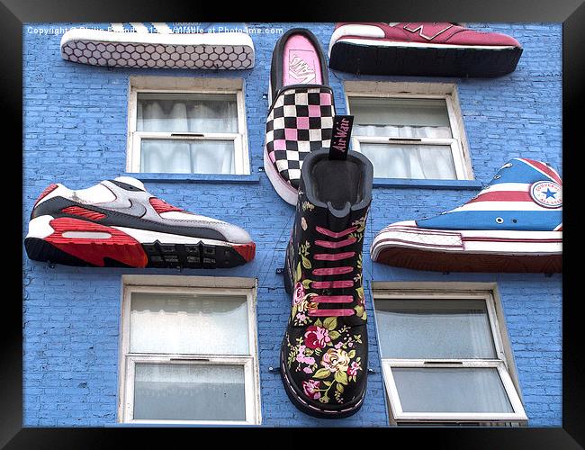  Boots and Trainers on a Blue Wall Framed Print by Philip Pound