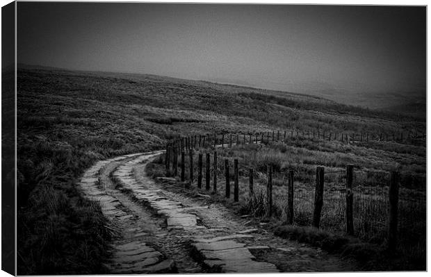  Misty Moorland Road Canvas Print by Darren Eves