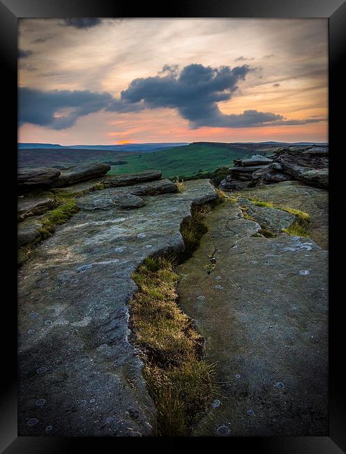  Stanage Afterglow Framed Print by Laura Kenny