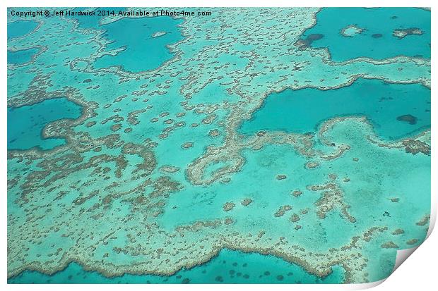 Looking down on the Great barrier reef  Print by Jeff Hardwick