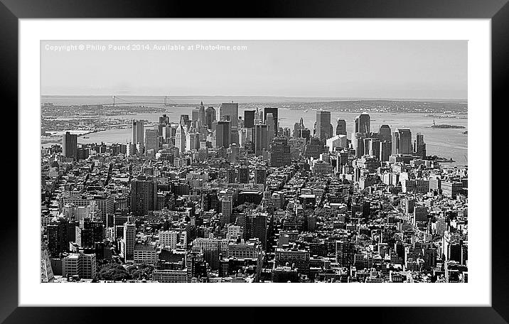  Manhattan, New York from the top of the Rockefell Framed Mounted Print by Philip Pound