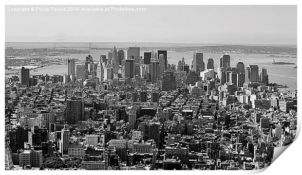  Manhattan, New York from the top of the Rockefell Print by Philip Pound