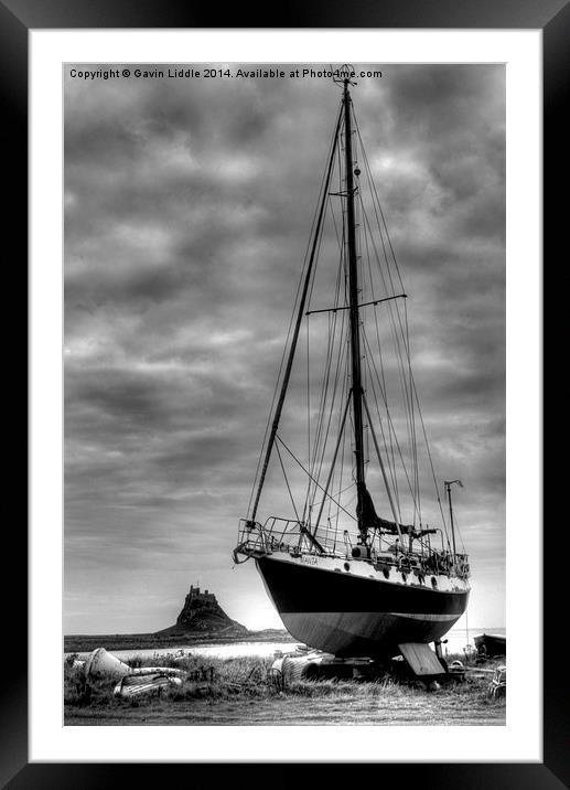  Tall Ship at Holy Island Framed Mounted Print by Gavin Liddle
