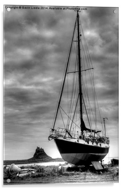  Tall Ship at Holy Island Acrylic by Gavin Liddle