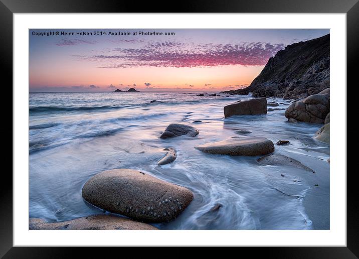 Porth Nanven Beach Framed Mounted Print by Helen Hotson