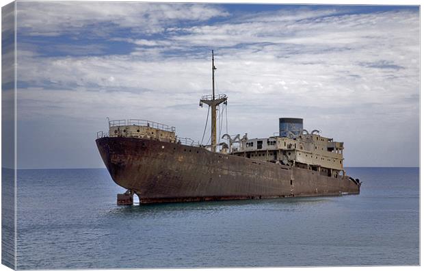 Rusty Relic: The Abandoned Temple Hall Shipwreck Canvas Print by Mike Gorton