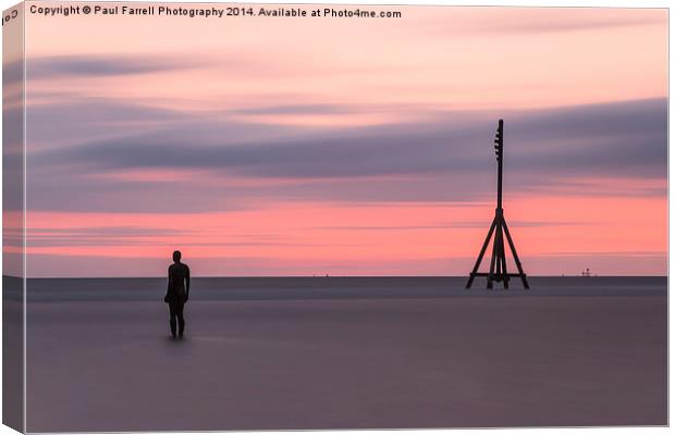  Pink sunset at Crosby beach Canvas Print by Paul Farrell Photography