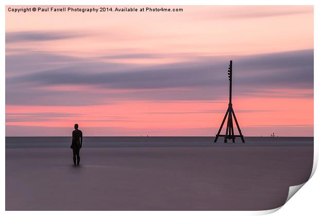  Pink sunset at Crosby beach Print by Paul Farrell Photography