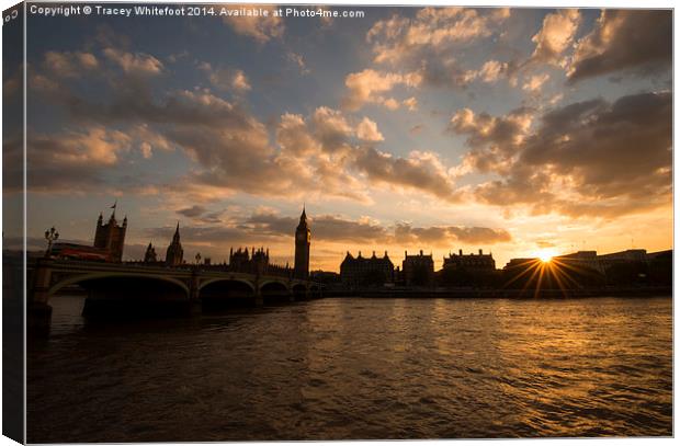 Westminster Sunset  Canvas Print by Tracey Whitefoot