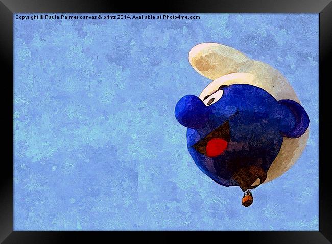  Smurf hot air balloon Framed Print by Paula Palmer canvas
