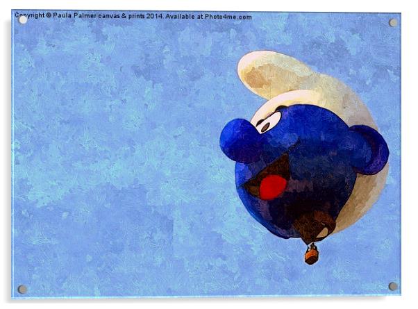  Smurf hot air balloon Acrylic by Paula Palmer canvas