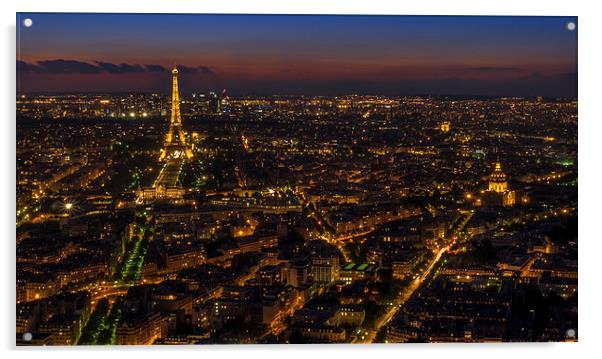 Paris by Night, France Acrylic by Mark Llewellyn