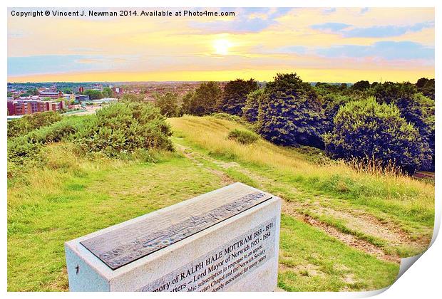  Mousehold Hill At Dusk, Norwich, England. Print by Vincent J. Newman