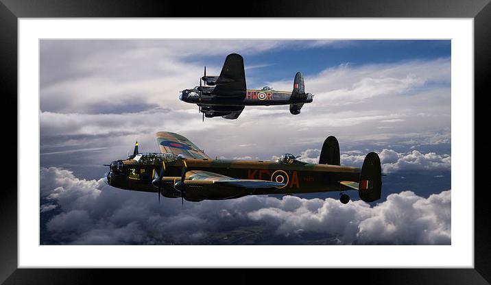 Two Lancaster Bombers One Sky Framed Mounted Print by Oxon Images