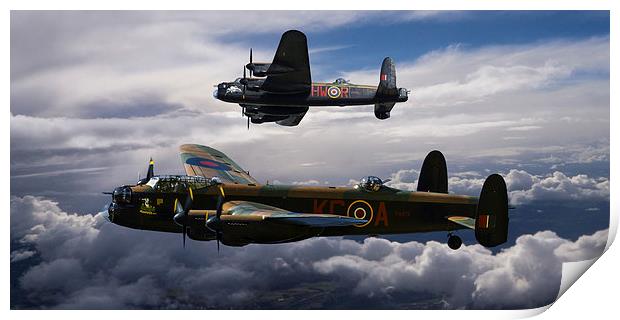 Two Lancaster Bombers One Sky Print by Oxon Images