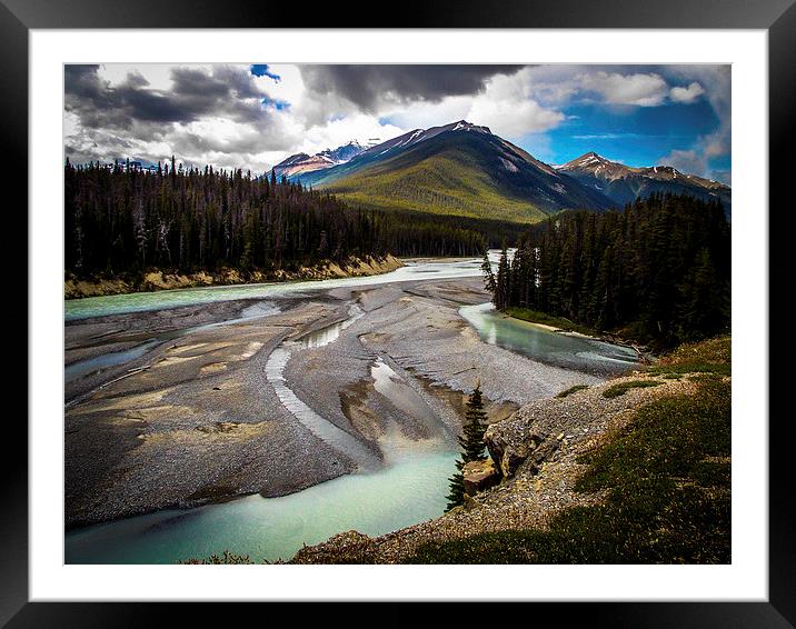 Rocky Mountains Bow River Alberta Canada Framed Mounted Print by Chris Curry