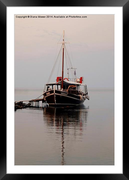  River Boat Sunset Framed Mounted Print by Diana Mower