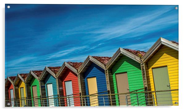  Beach Huts at Blyth Acrylic by John Ellis