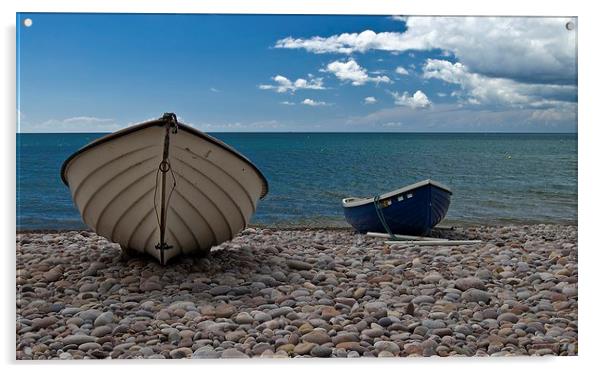  Two boats on a beach. Acrylic by Steven Plowman