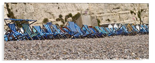  Blue and white deckchairs Acrylic by Steven Plowman