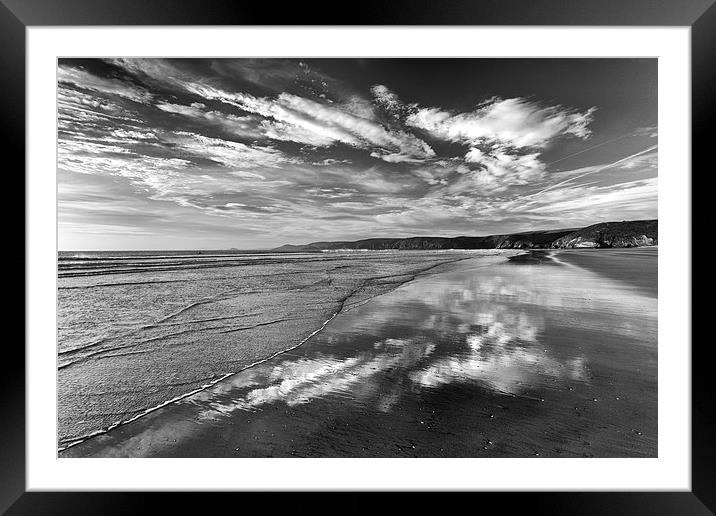 Whitesands Bay in mono  Framed Mounted Print by Mark Godden