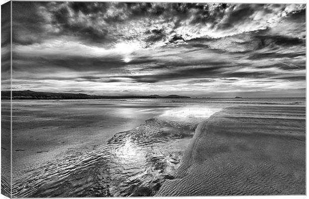 Whitesands Reflections in mono Canvas Print by Mark Godden