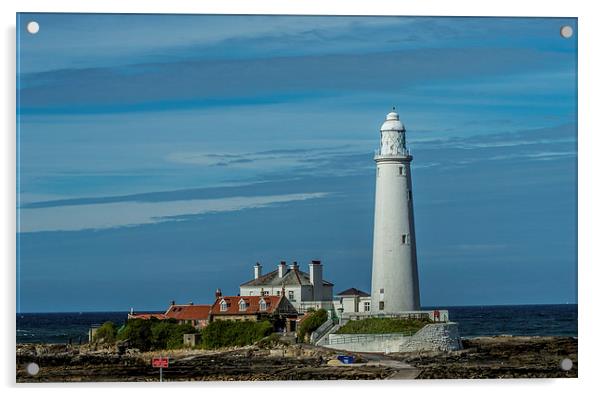  St Mary's Lighthouse: Whitley Bay. Acrylic by John Ellis