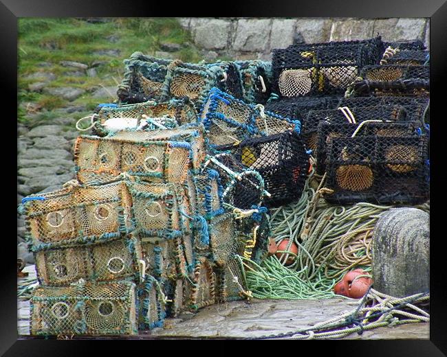 lobster pots Framed Print by malcolm maclean