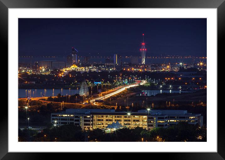 Portsmouth Night Skyline Framed Mounted Print by Ashley Chaplin