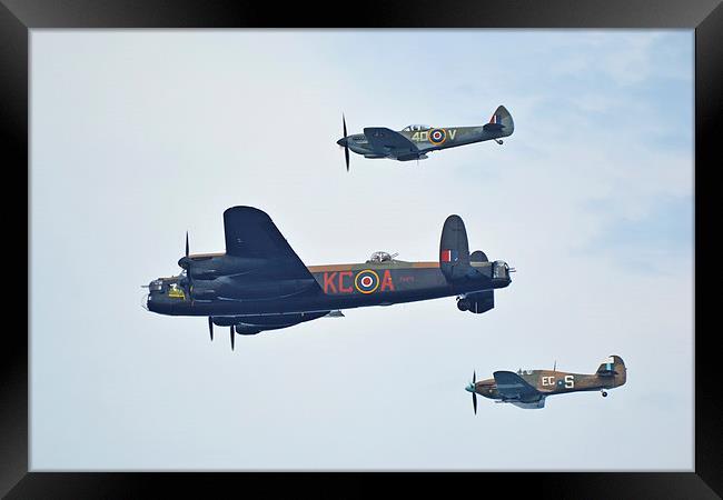  Lancaster Bomber, Spitfire and Hurricane Framed Print by Billy Tinkler