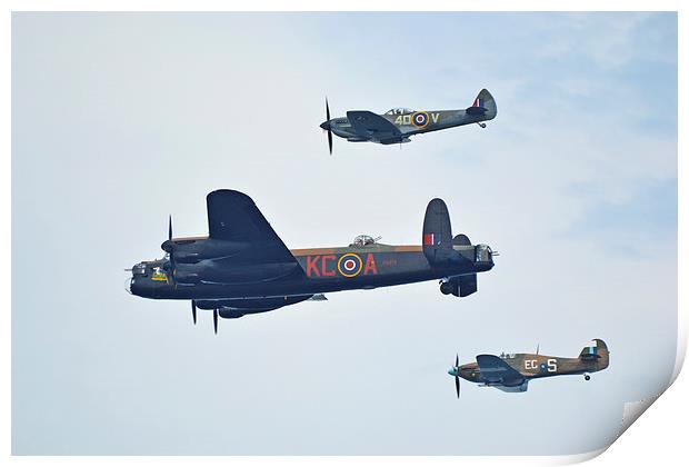  Lancaster Bomber, Spitfire and Hurricane Print by Billy Tinkler
