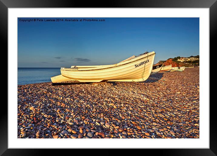  Boats on Budleigh Salterton Beach Framed Mounted Print by Pete Lawless