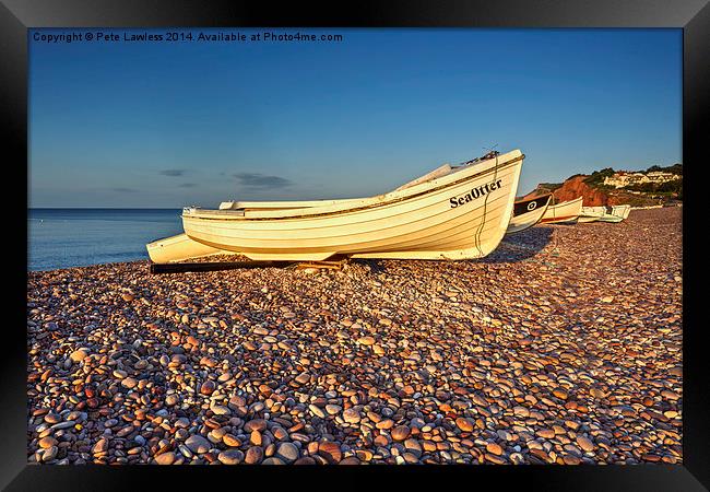  Boats on Budleigh Salterton Beach Framed Print by Pete Lawless