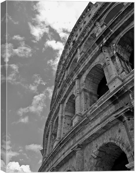  Side Picture of Roman Colosseum B&W Canvas Print by Michael Wood