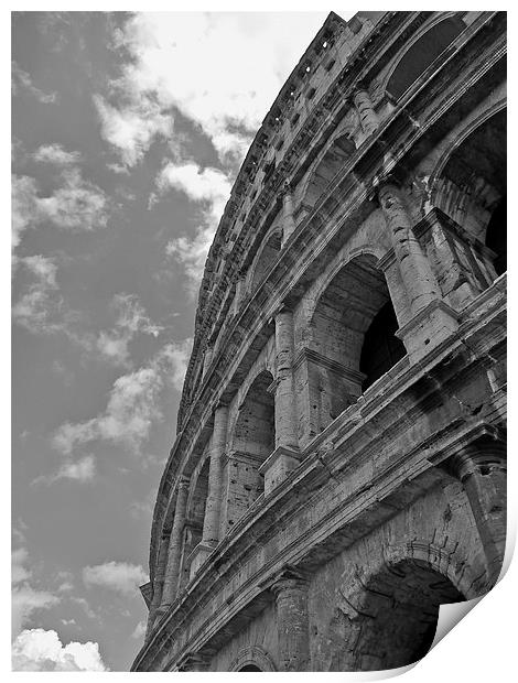  Side Picture of Roman Colosseum B&W Print by Michael Wood