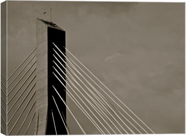 The Franjo Tuđman Bridge - Dubrovnic B&W Canvas Print by Michael Wood